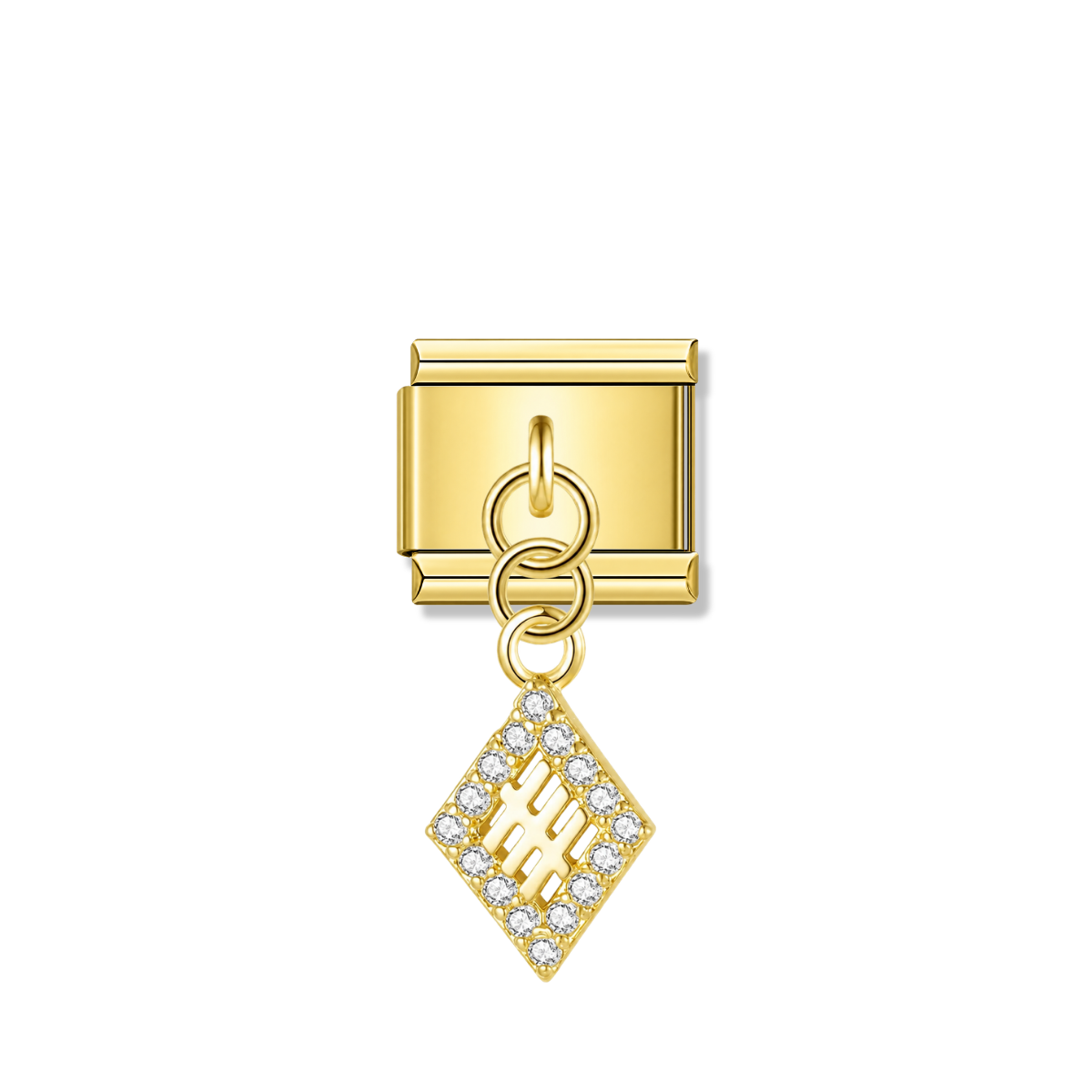 Ace of Diamonds with CZ – gold Italian pendant charm by Italycharm