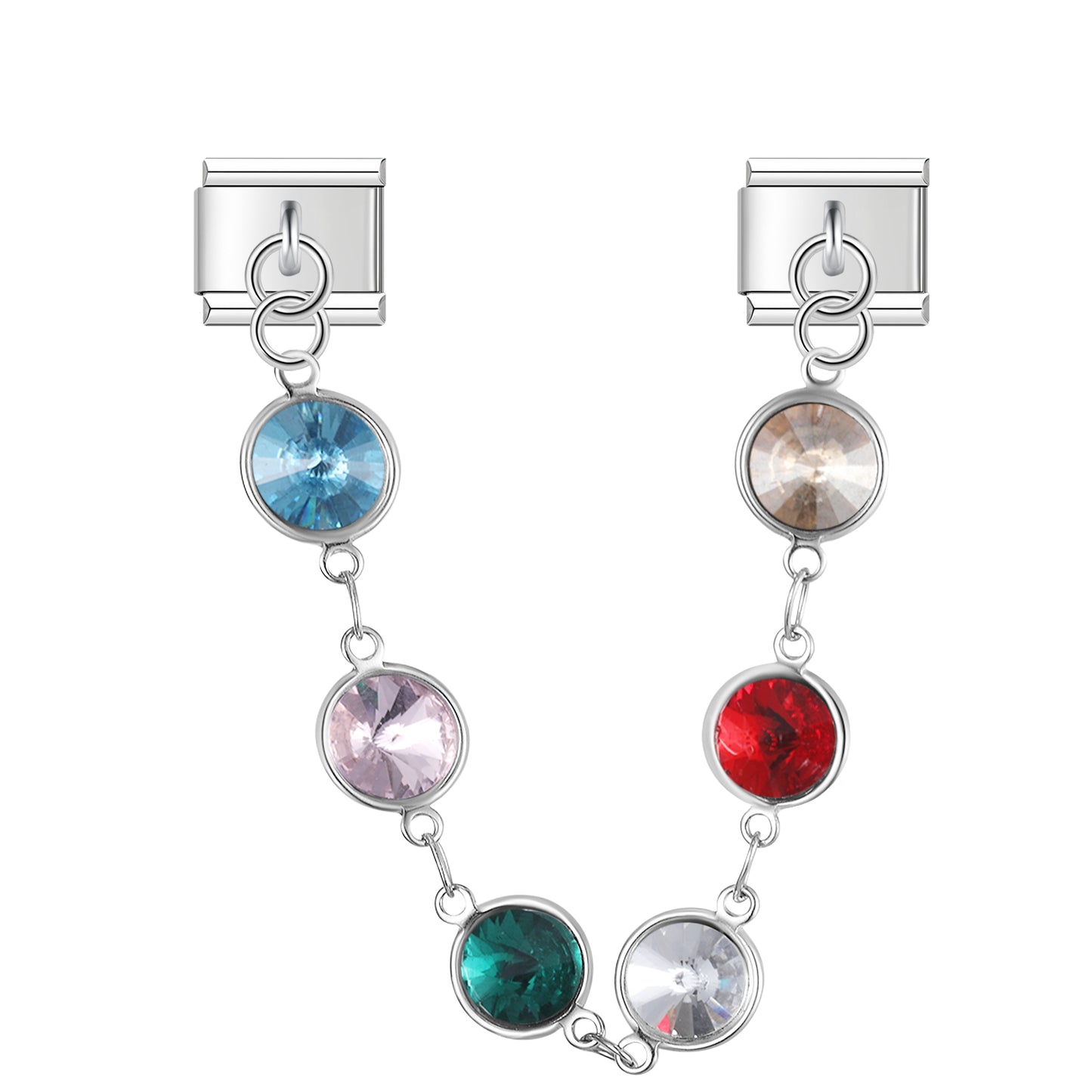 Aesthetic Circles with CZ – Silver Chain Charm