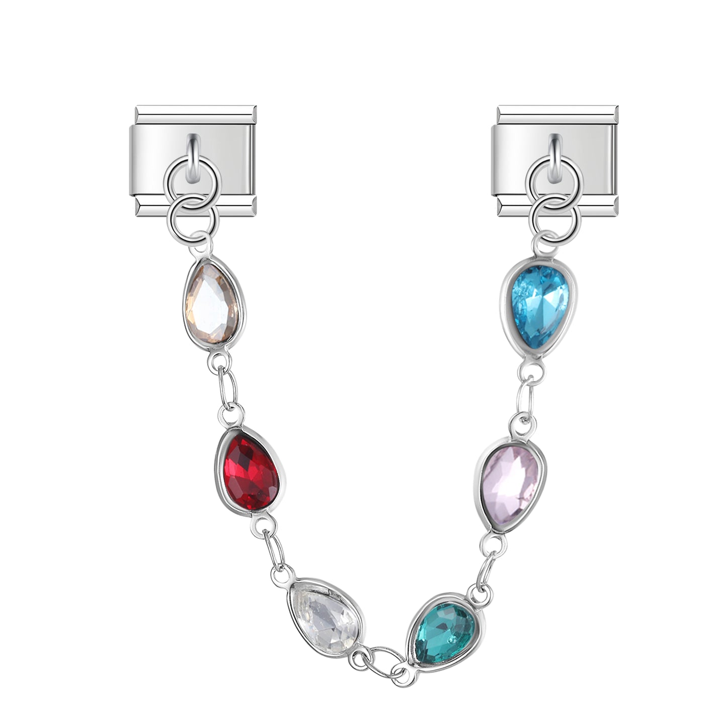Aesthetic Rain with CZ – Silver Chain Charm