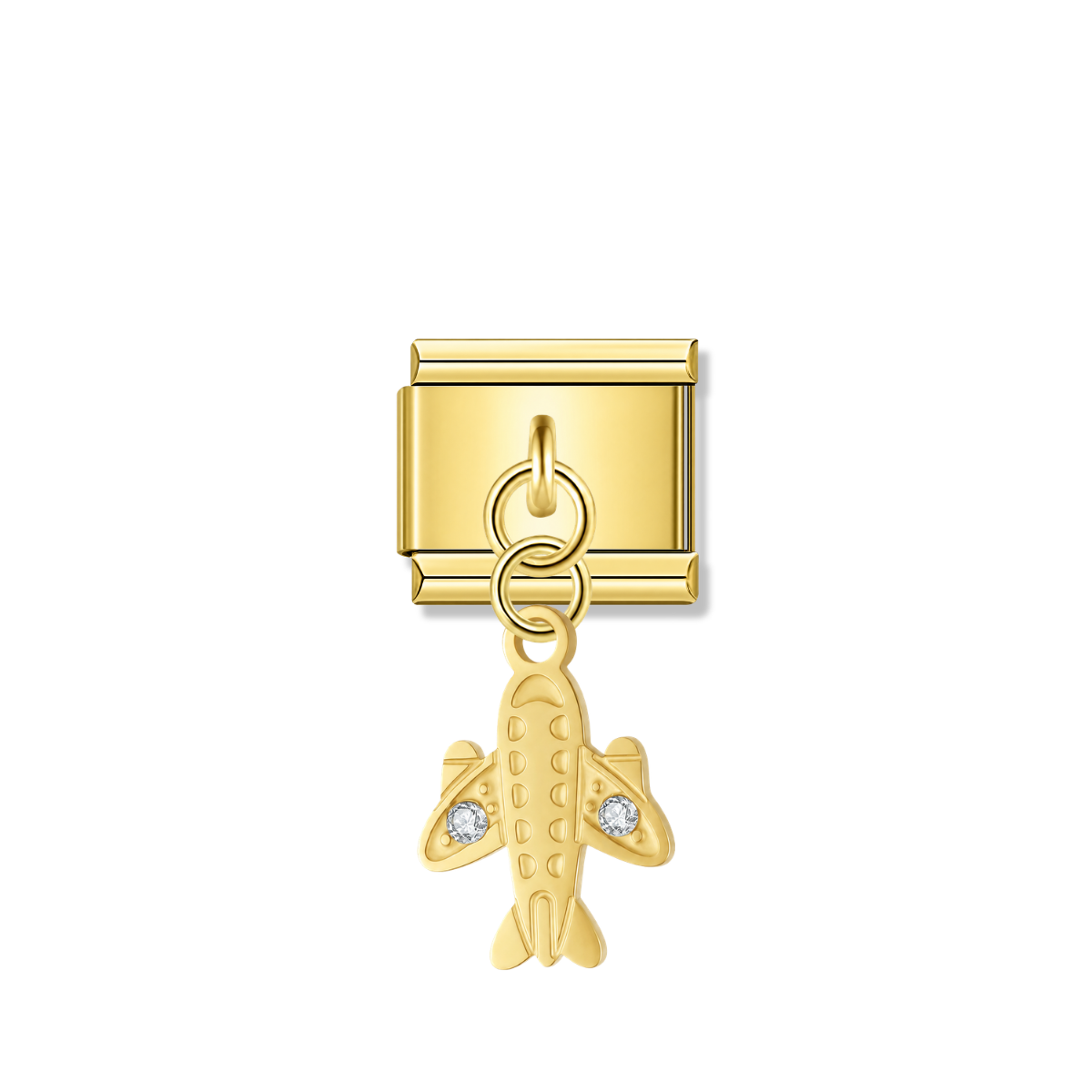 Airplane with CZ – Gold Italian Pendant Charm – Italian charm by Italycharm