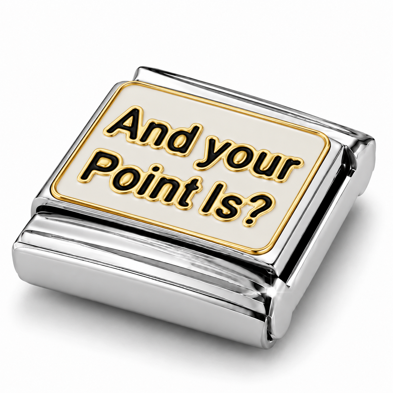 And your Point Is? – silver Italian charm close-up view