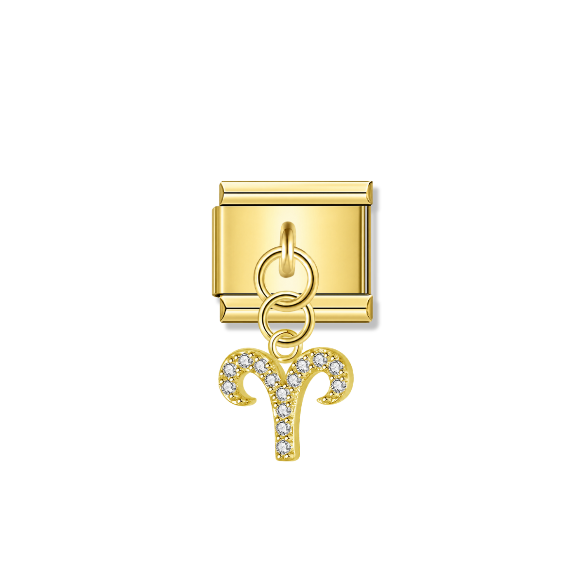Aries with CZ – Gold Italian Pendant Charm – Italian charm by Italycharm