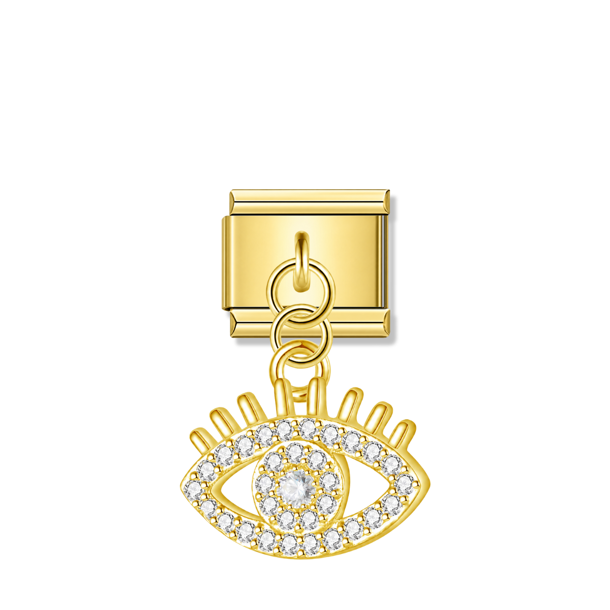 Attractive Eye with CZ – gold Italian pendant charm by Italycharm