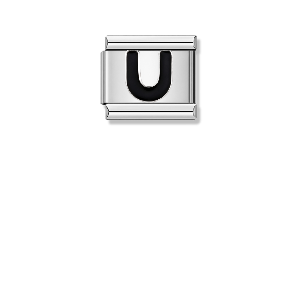 Black Letter U – silver Italian charm by Italycharm