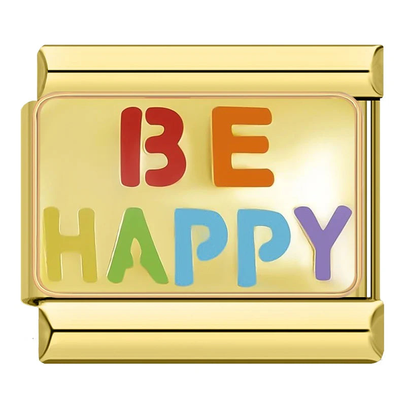 Be Happy - Gold Italian Charm