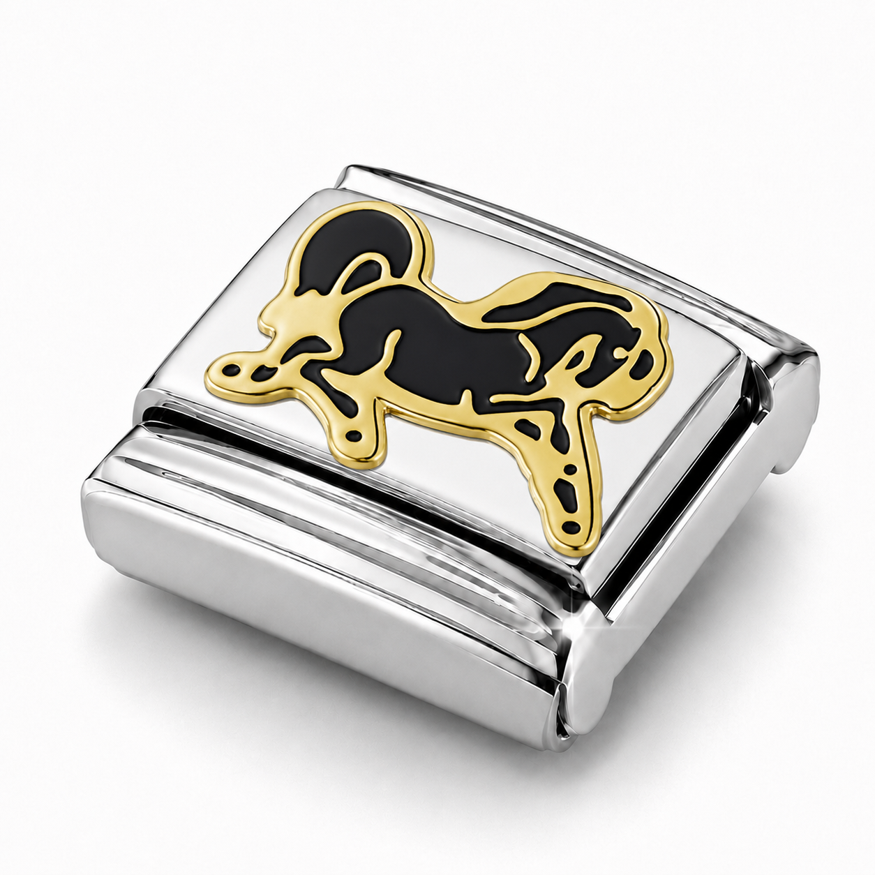 Black Horse – silver Italian charm close-up view