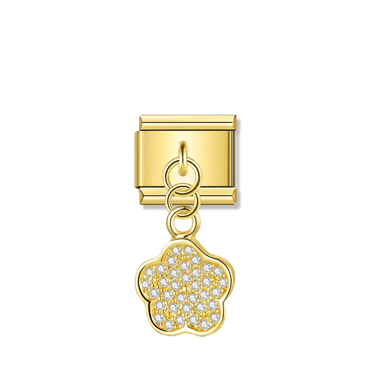 Blossom Flower with CZ – gold Italian pendant charm by Italycharm