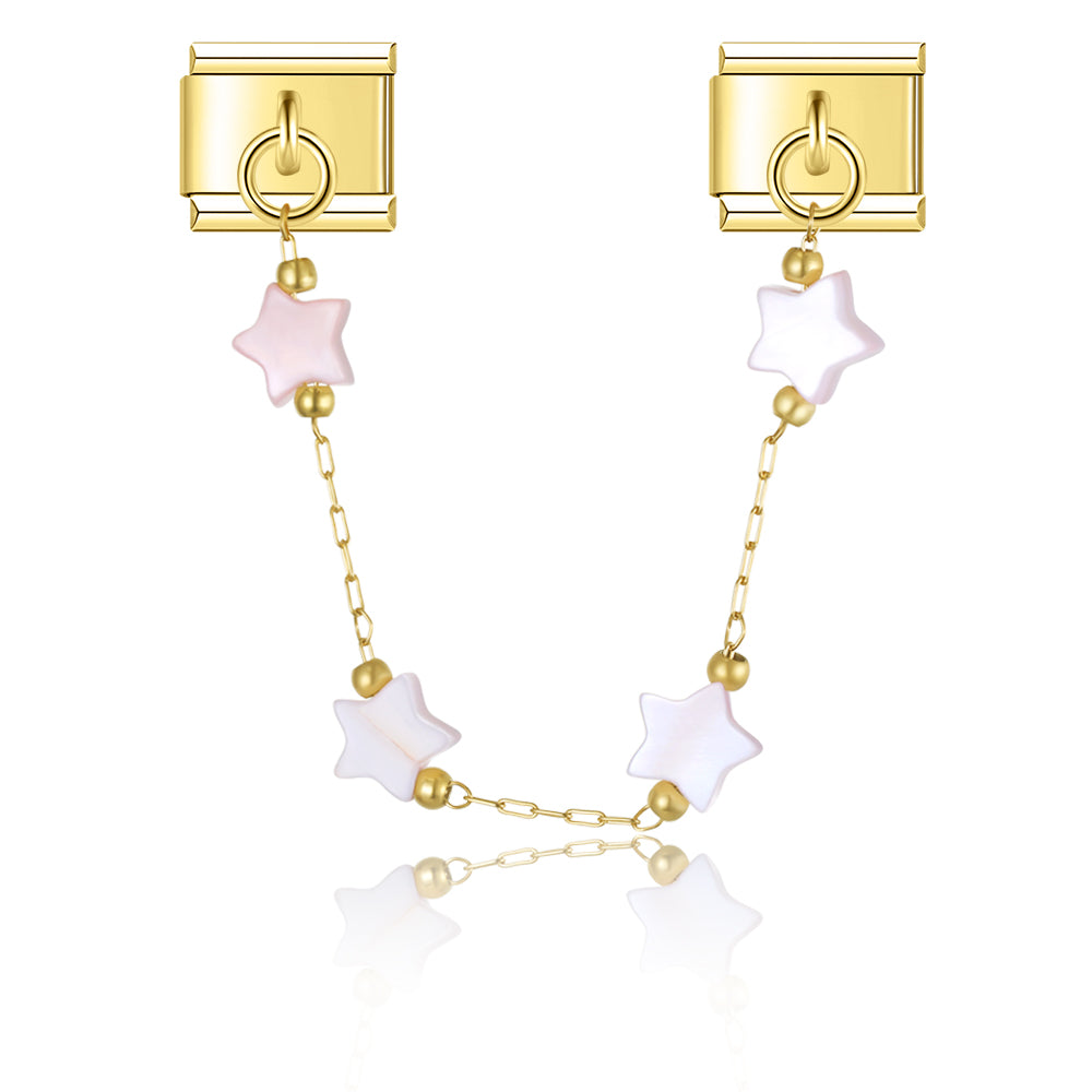 Blush Petal Mother of Pearl Star - Gold Chain Charm