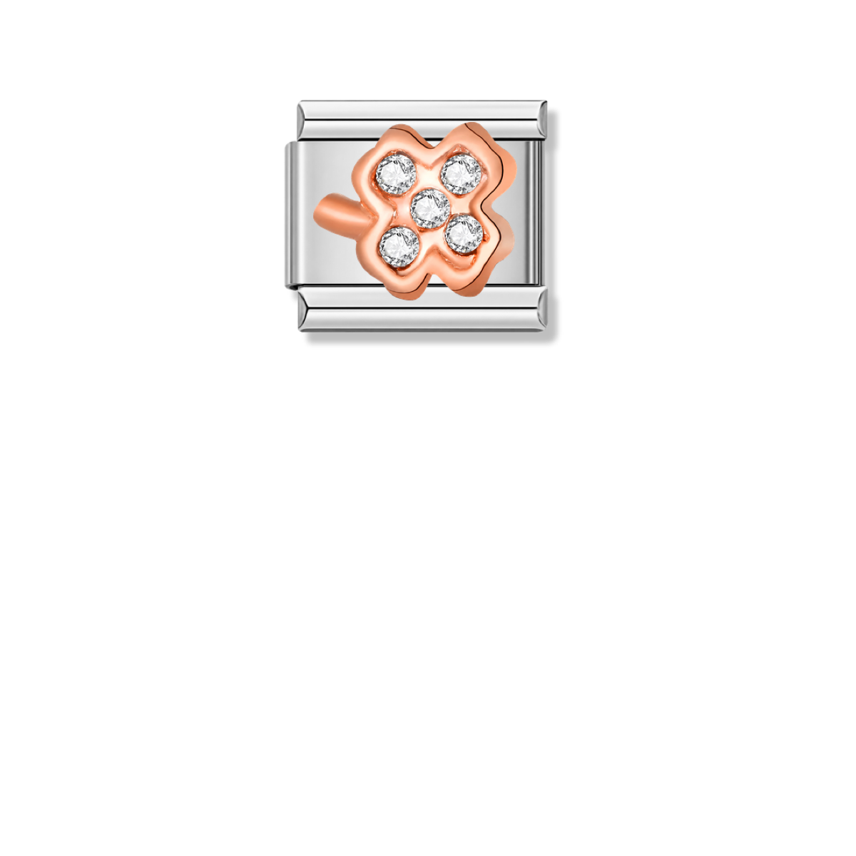 Clover Charm with CZ – silver Italian charm by Italycharm