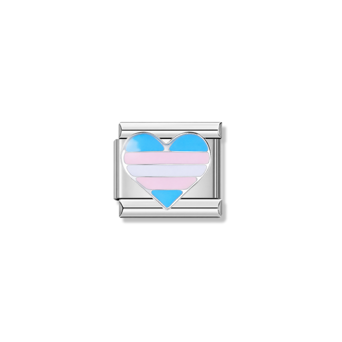 Cute Colored Striped Heart – silver Italian charm by Italycharm