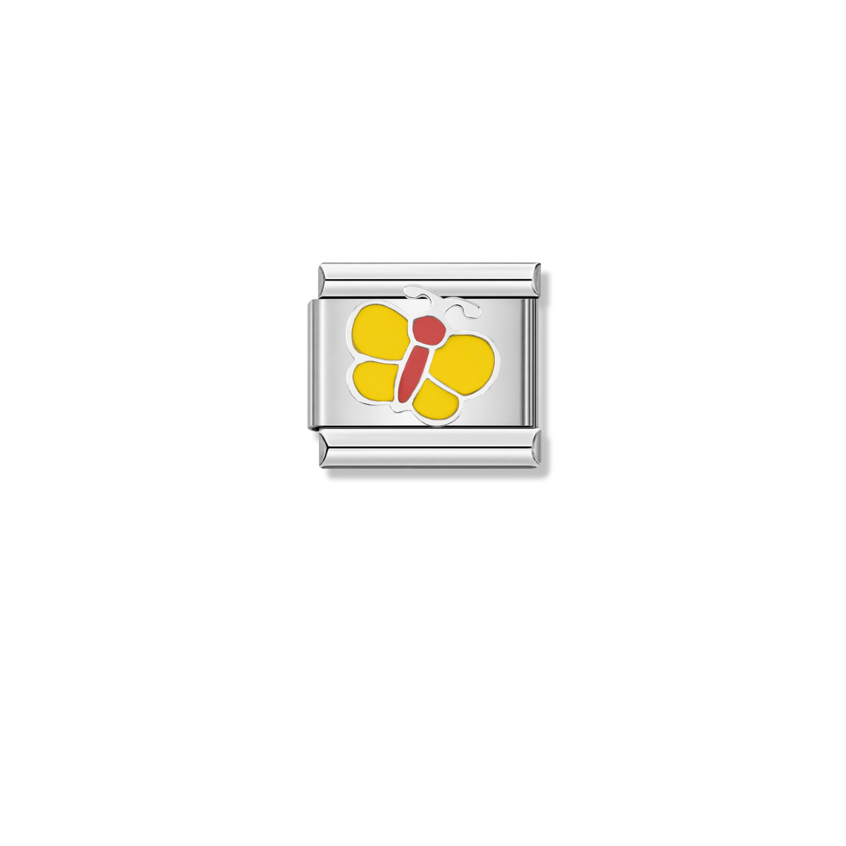Cute Yellow Butterfly – silver Italian charm by Italycharm