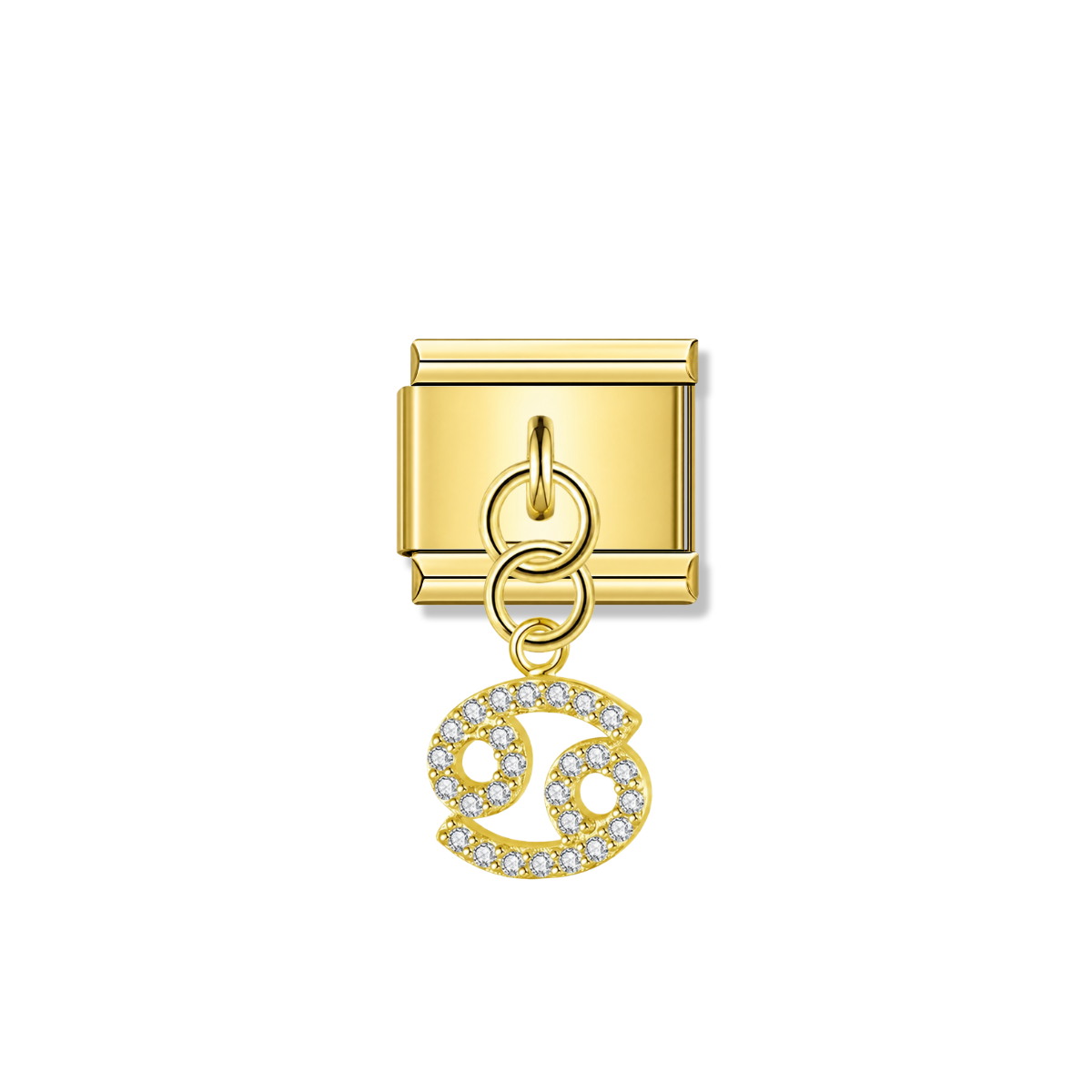 Cancer with CZ – Gold Italian Pendant Charm – Italian charm by Italycharm