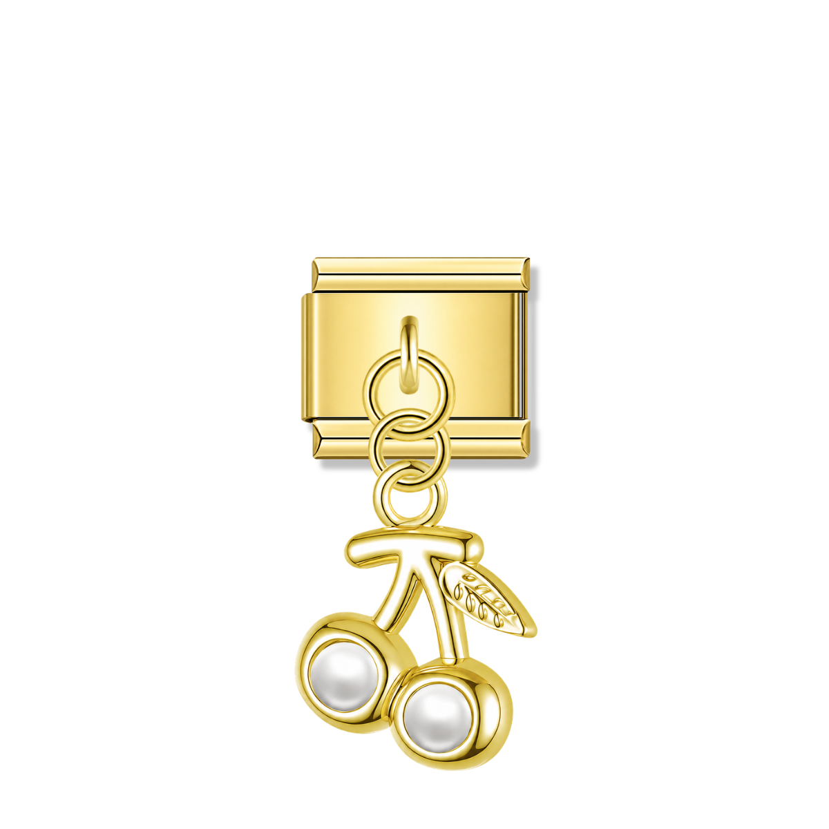 Cherry with Pearl – Gold Italian Pendant Charm – Italian charm by Italycharm