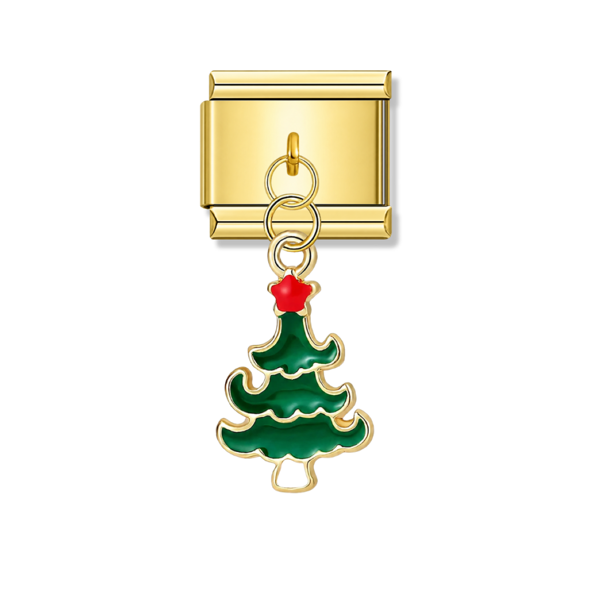 Christmas Tree – gold Italian pendant charm by Italycharm