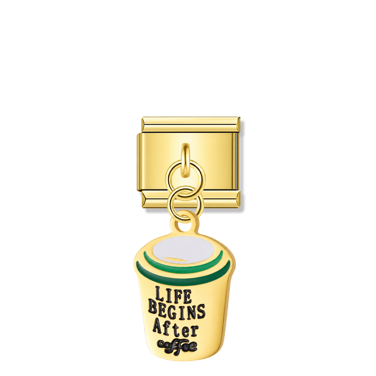 Coffee Lover Cup – Gold Italian Pendant Charm – Italian charm by Italycharm