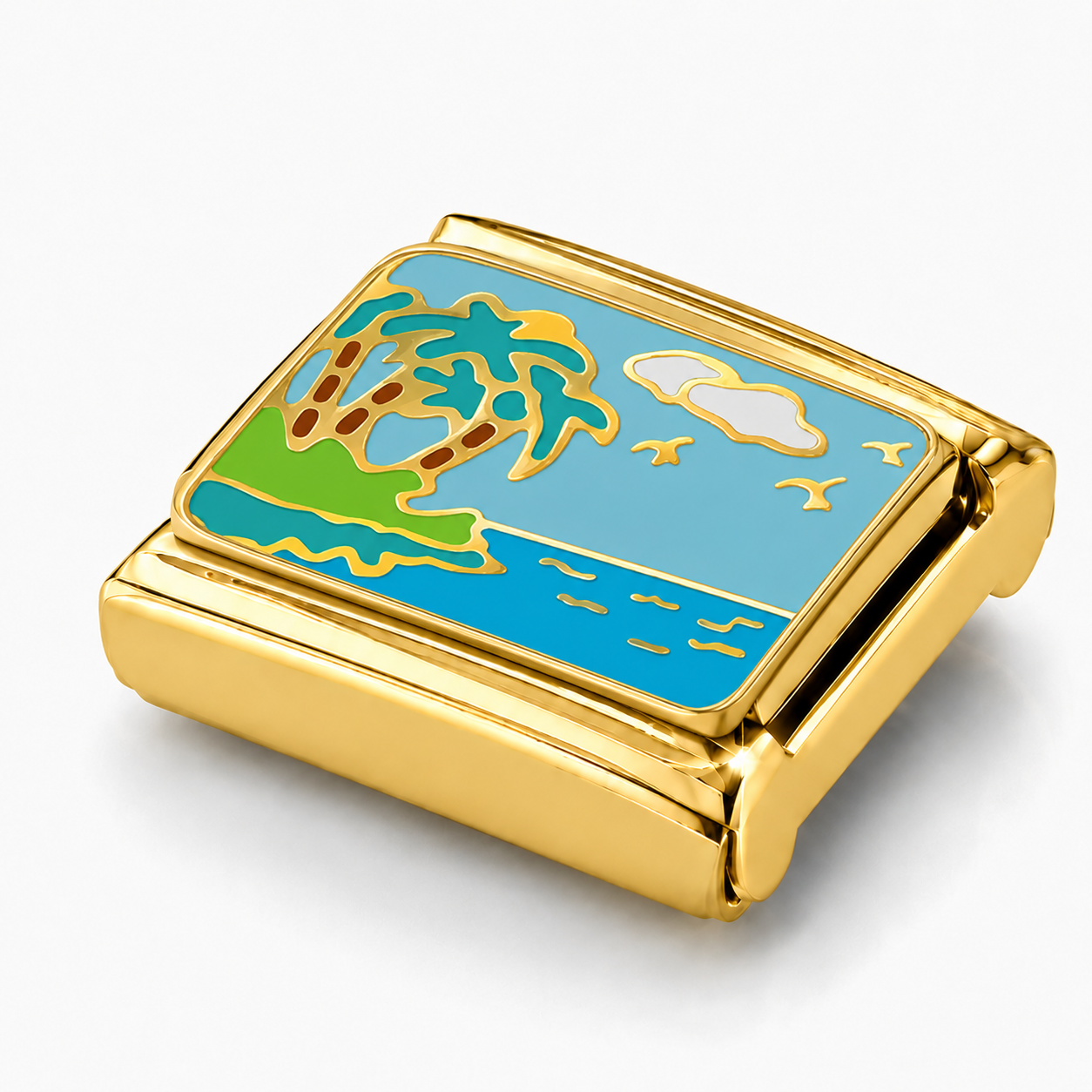 Cool Blue Sea – gold Italian charm close-up view