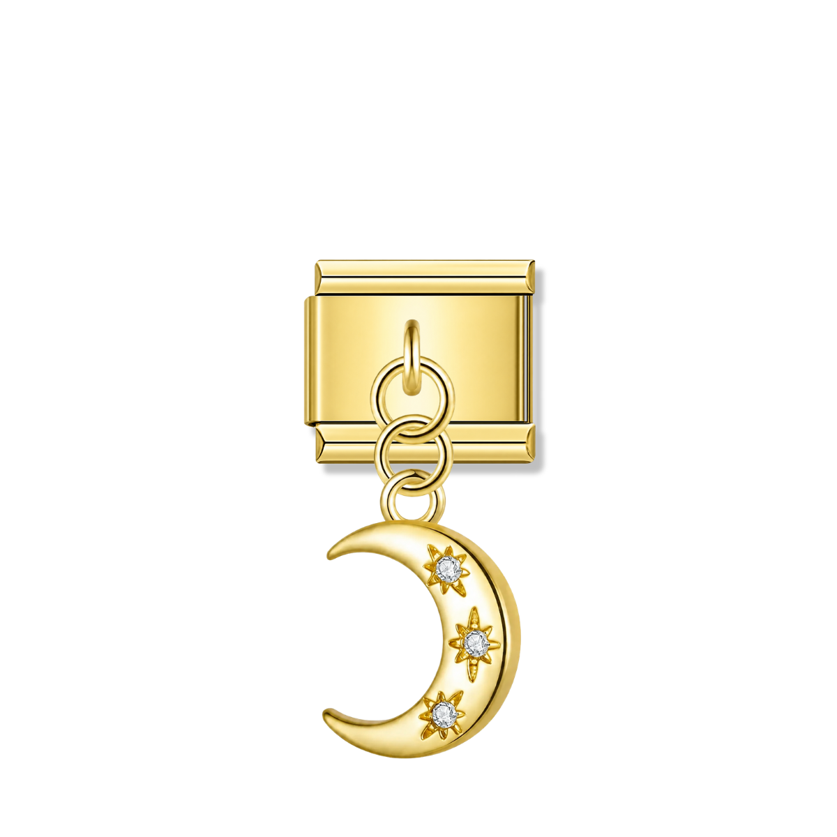Crescent Moon with CZ – gold Italian pendant charm by Italycharm