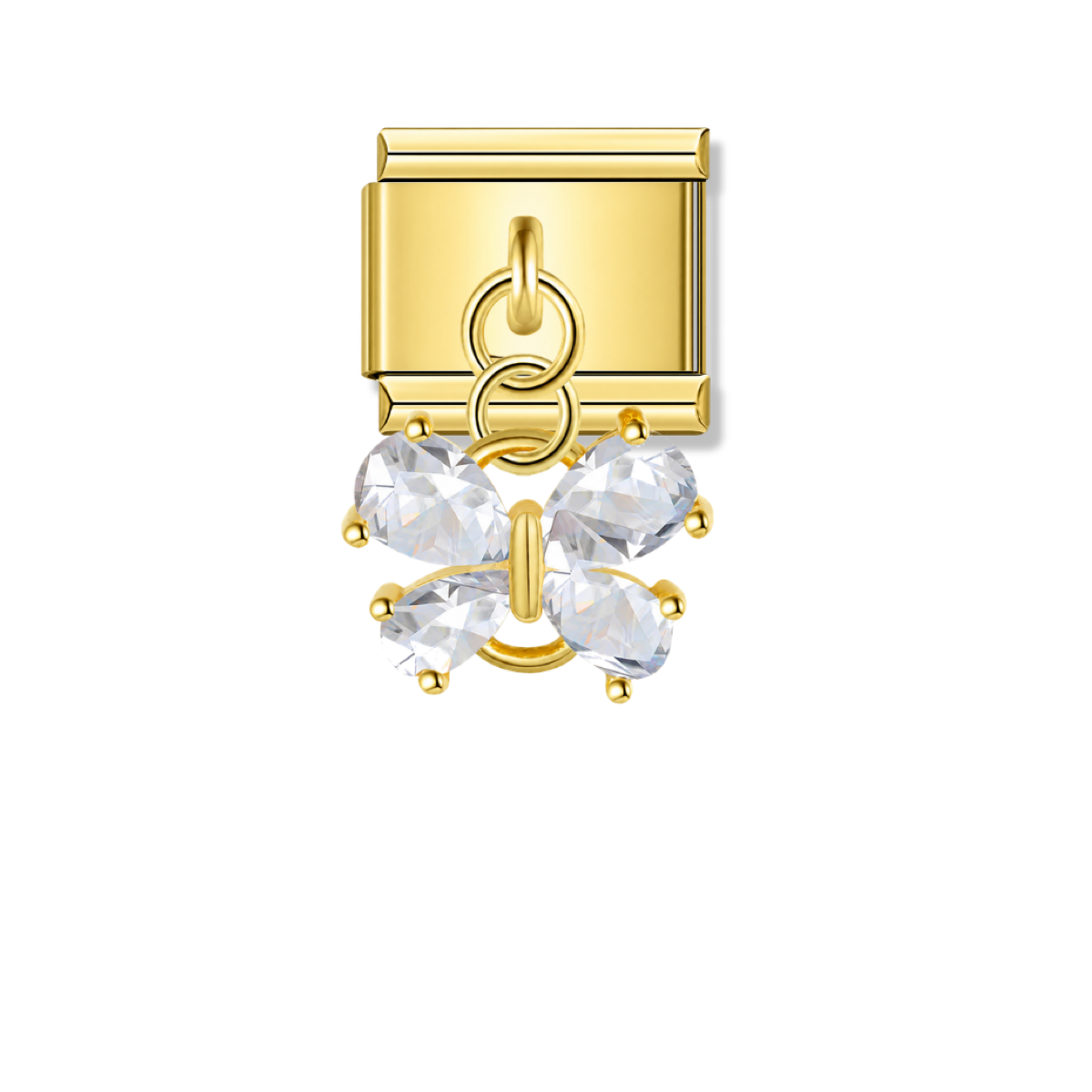 Crystal Butterfly with CZ – gold Italian pendant charm by Italycharm