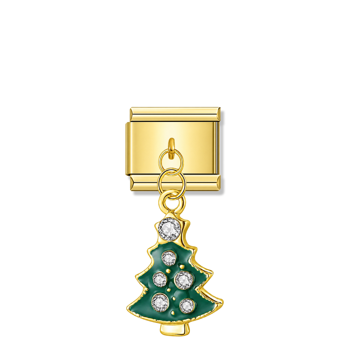 Crystal Evergreen – gold Italian pendant charm by Italycharm