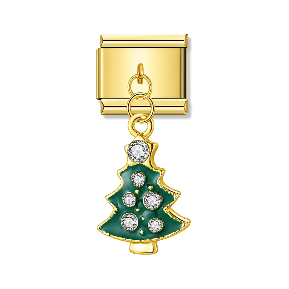 Crystal Evergreen – gold Italian pendant charm by Italycharm