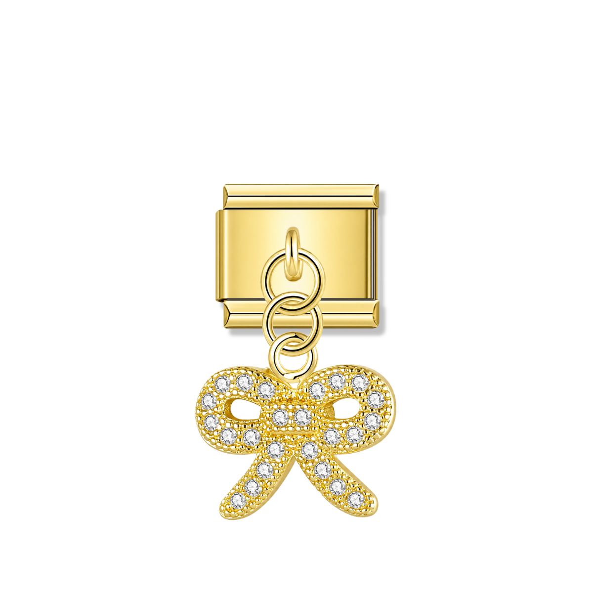 Cute Bow with CZ – gold Italian pendant charm by Italycharm