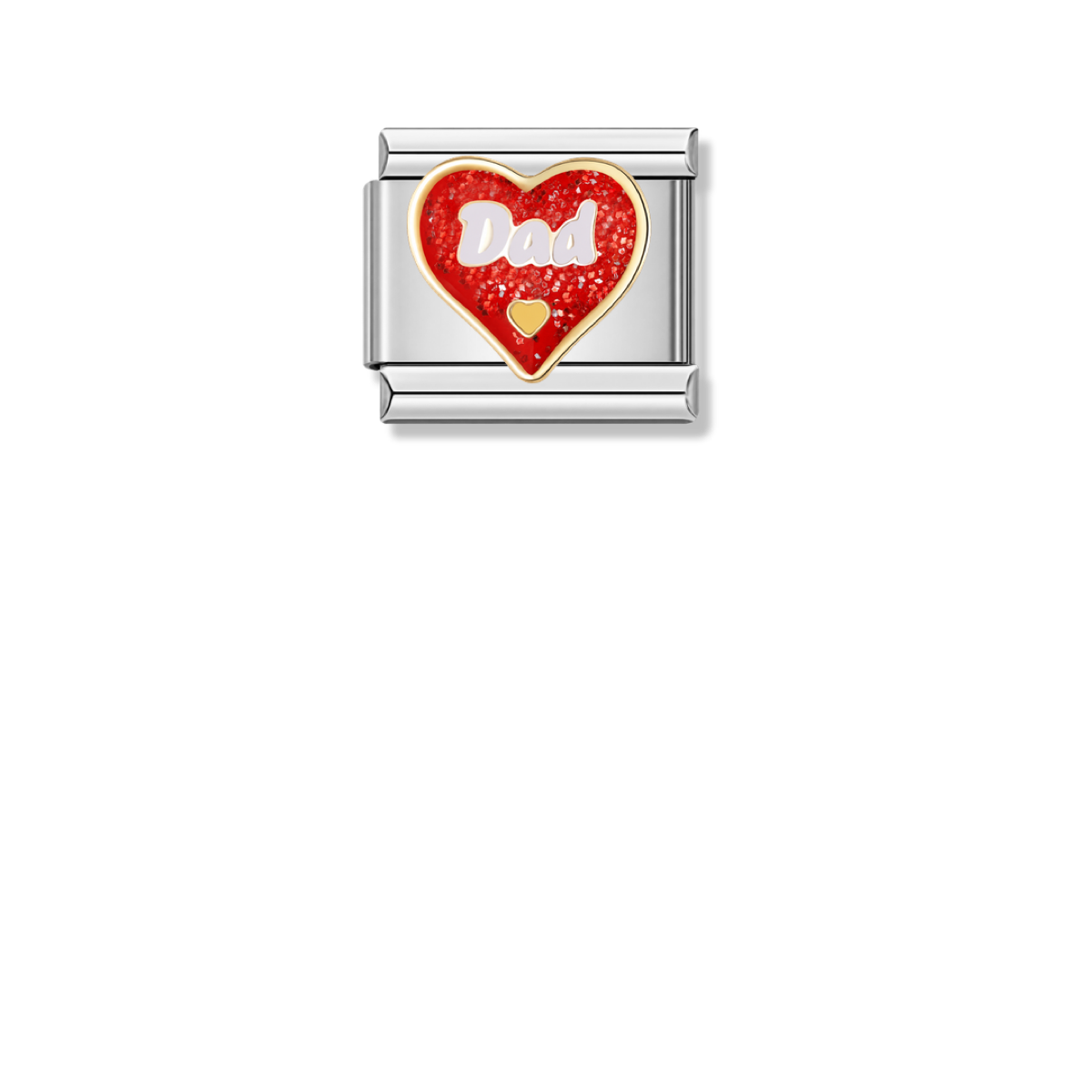 Dad Sparkling Heart – silver Italian charm by Italycharm