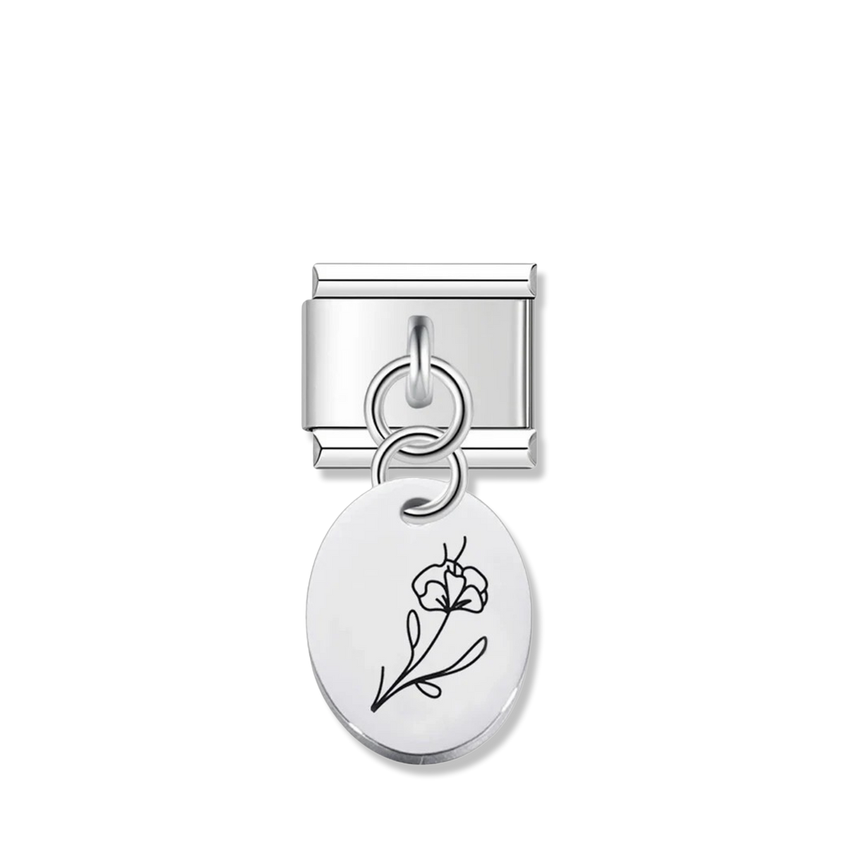 February Violet Flower - Silver Pendant Charm