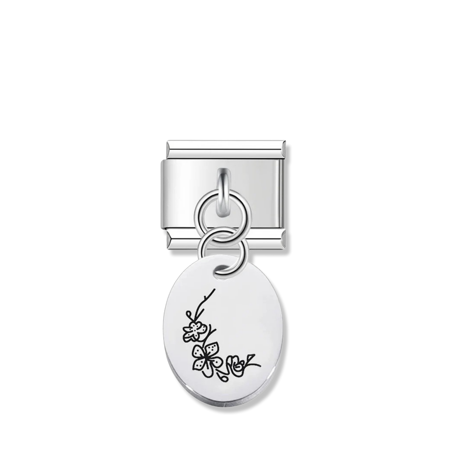 March Blossom Flower - Silver Pendant Charm