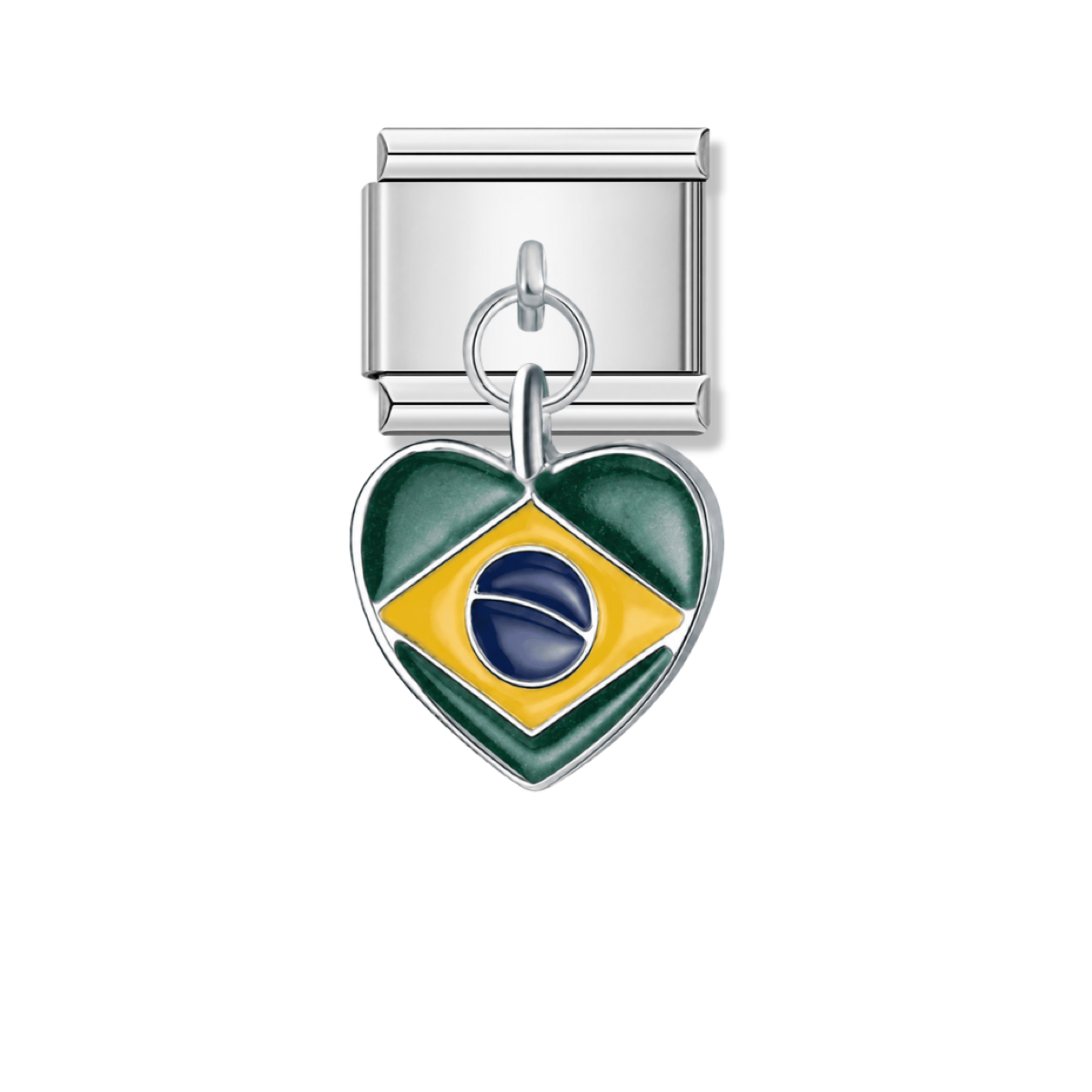 Brazil Flag – silver Italian pendant charm by Italycharm