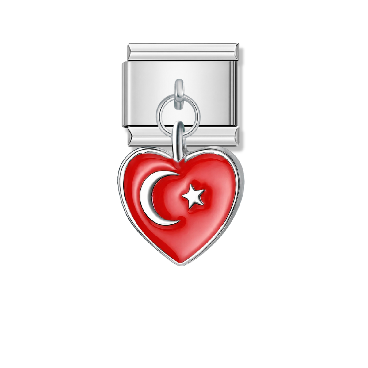 Turkey Flag – silver Italian pendant charm by Italycharm