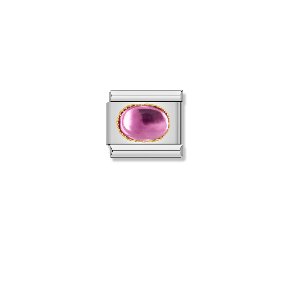 Pink Gemstone Cabochon - Silver Charm