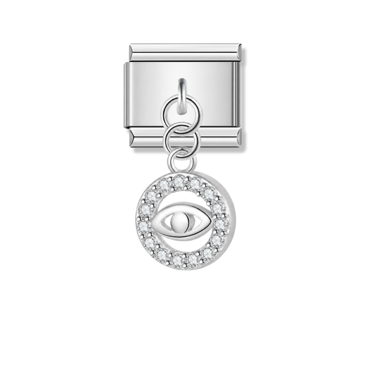 Shiny Eye with CZ – silver Italian pendant charm by Italycharm