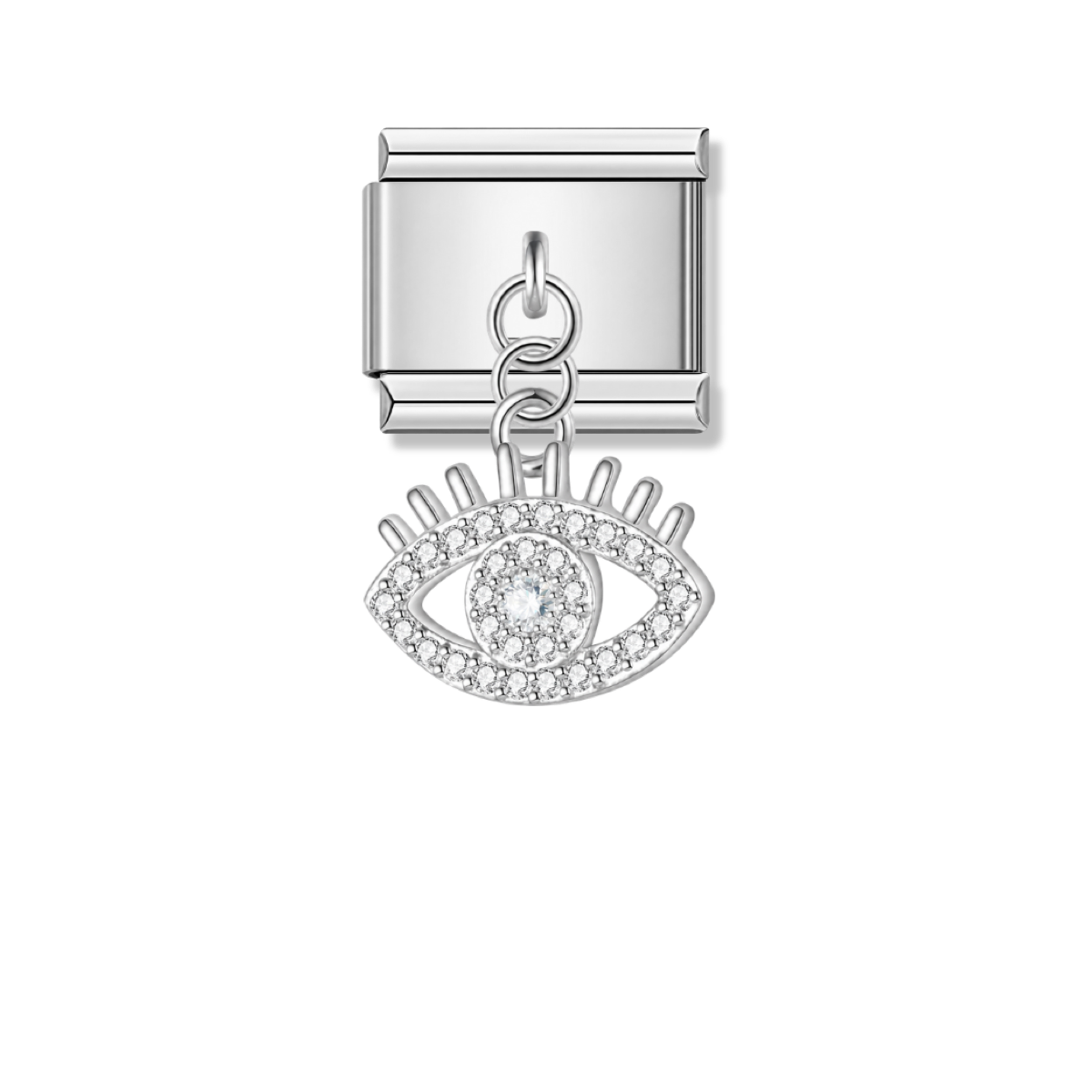 Attractive Eye with CZ – silver Italian pendant charm by Italycharm