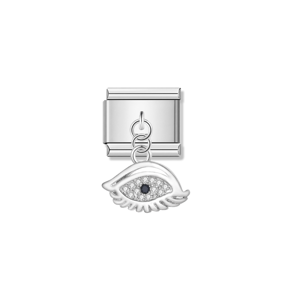 Sparkling Fairy Eye with CZ – silver Italian pendant charm by Italycharm