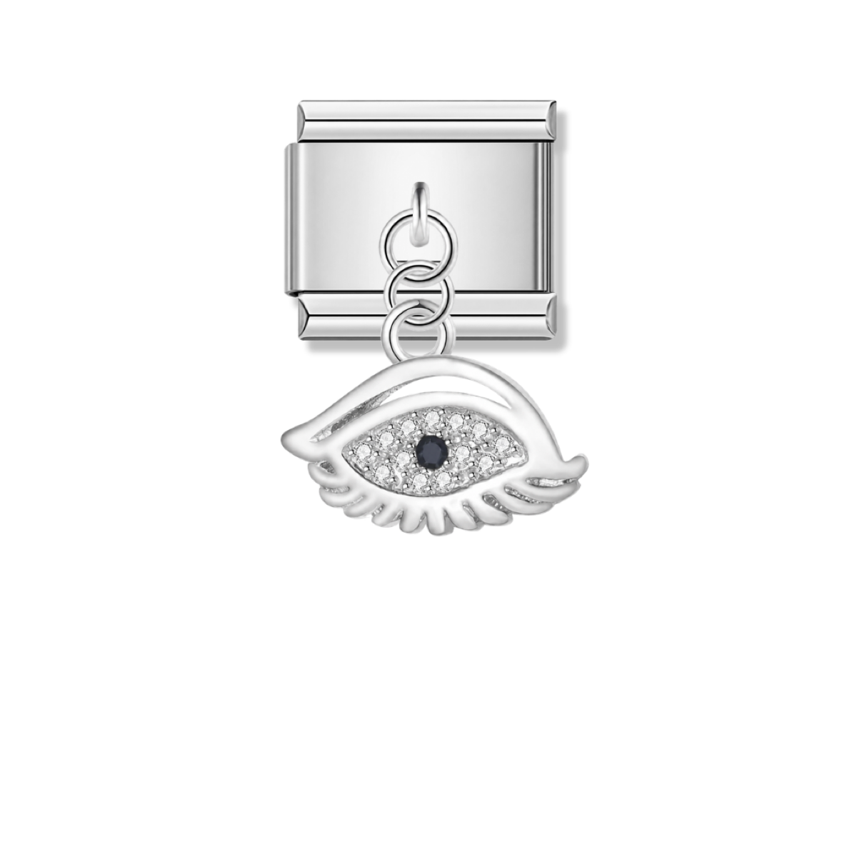 Sparkling Fairy Eye with CZ – silver Italian pendant charm by Italycharm