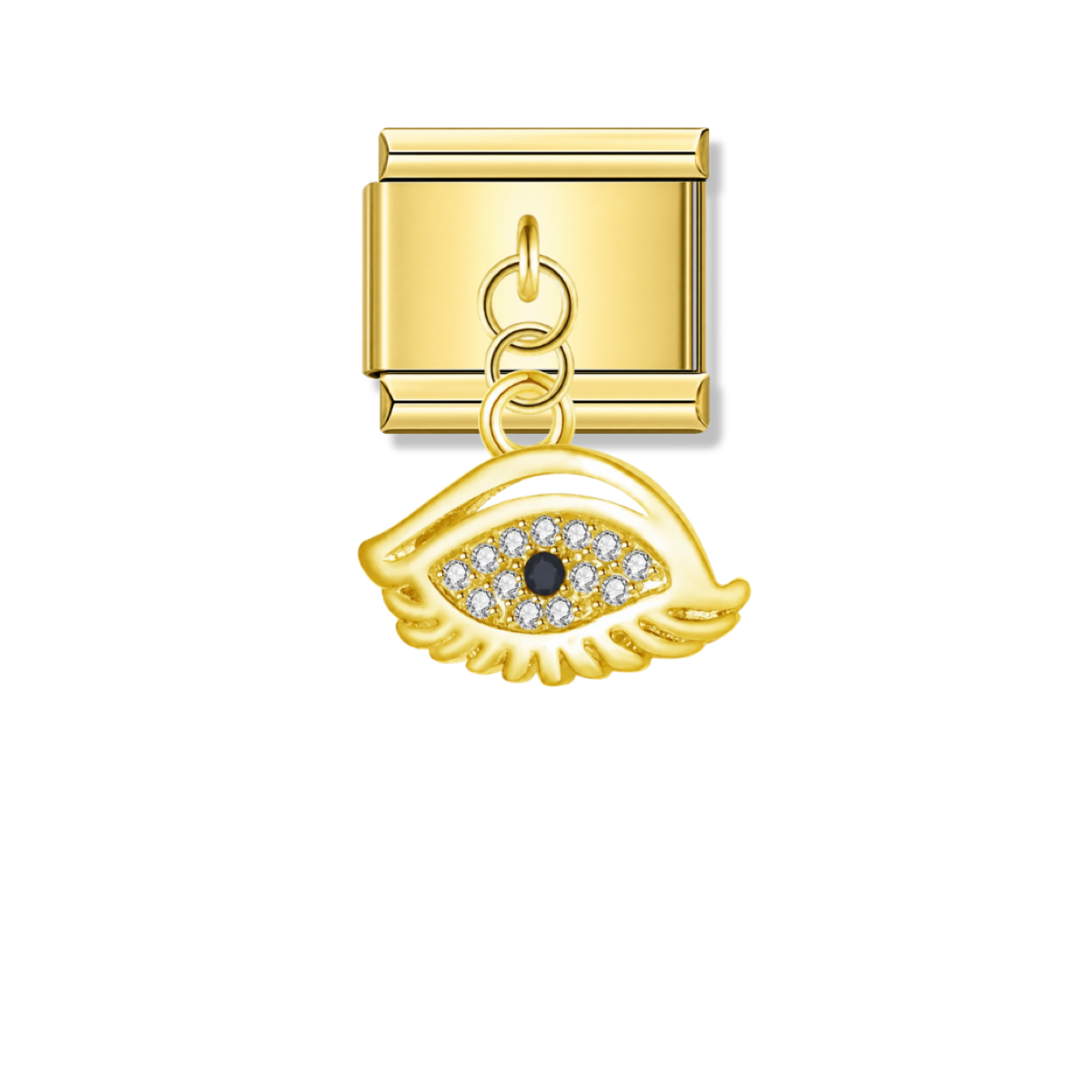 Sparkling Fairy Eye with CZ – gold Italian pendant charm by Italycharm