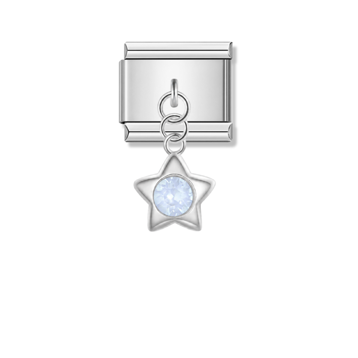 Star with White Stone – silver Italian pendant charm by Italycharm