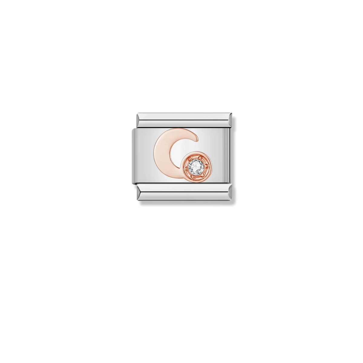 Rose Crescent Moon - Silver Charm
