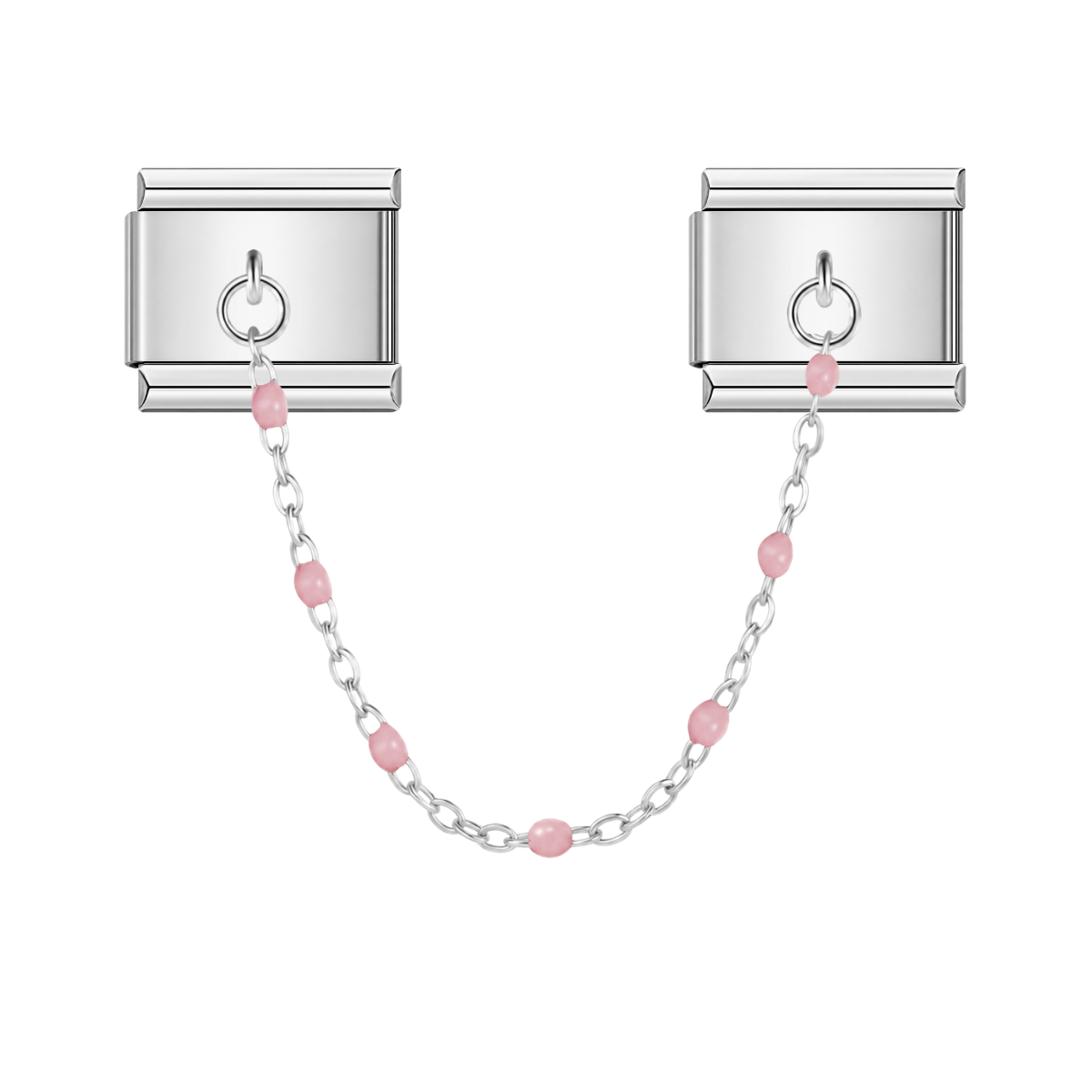 Blush Bead with silver chain charm – Italian chain charm by Italycharm