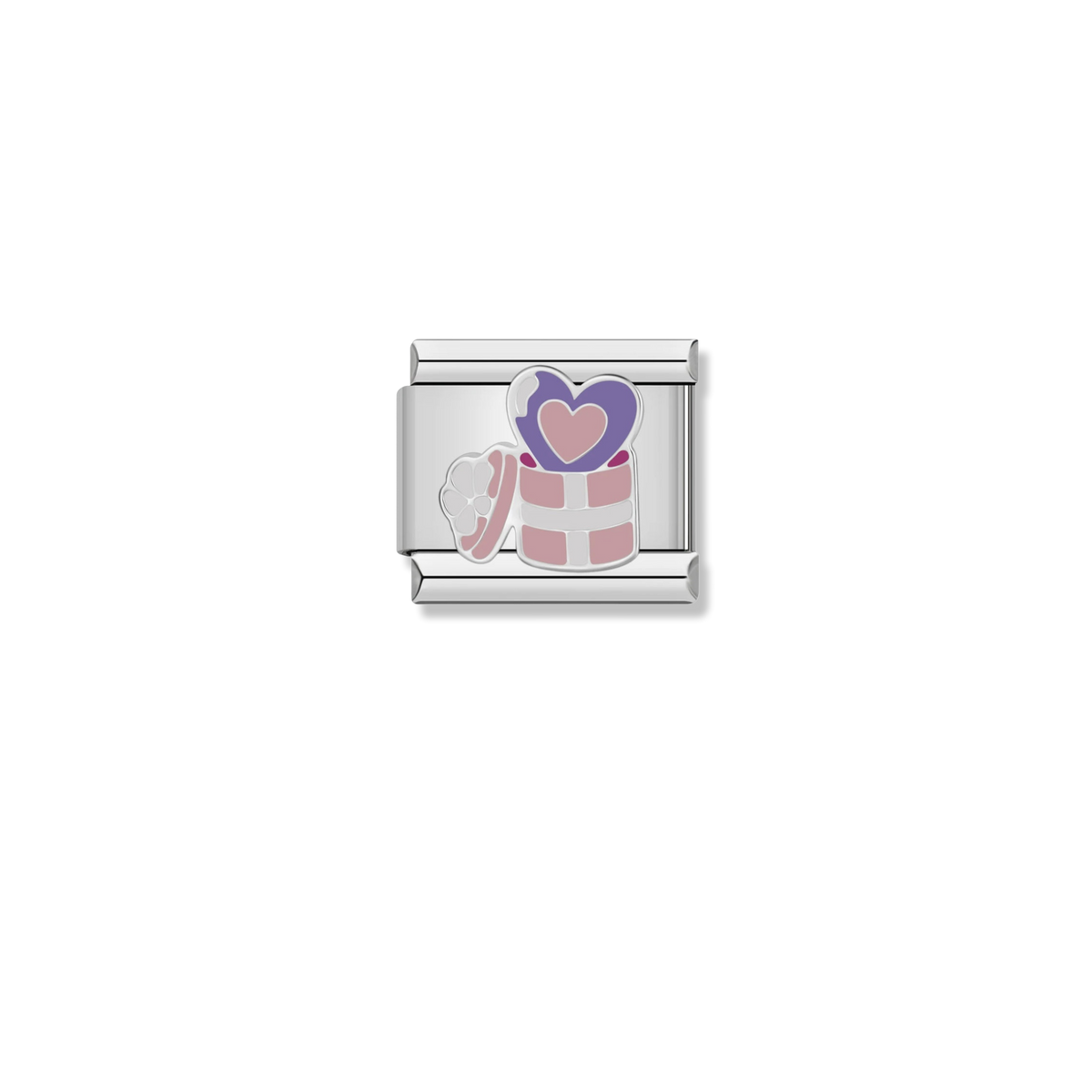 Heart Gift Box - Silver Charm