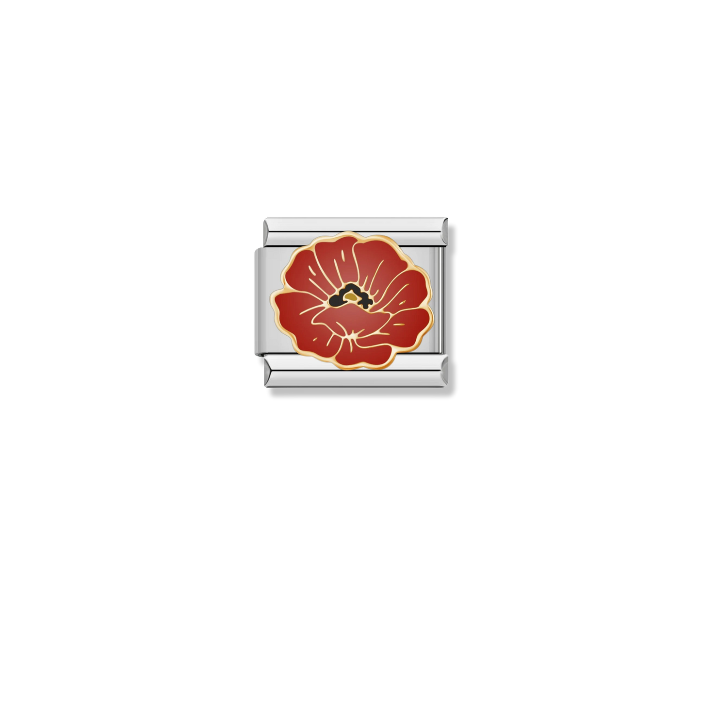 Red Poppy Flower - Silver Charm