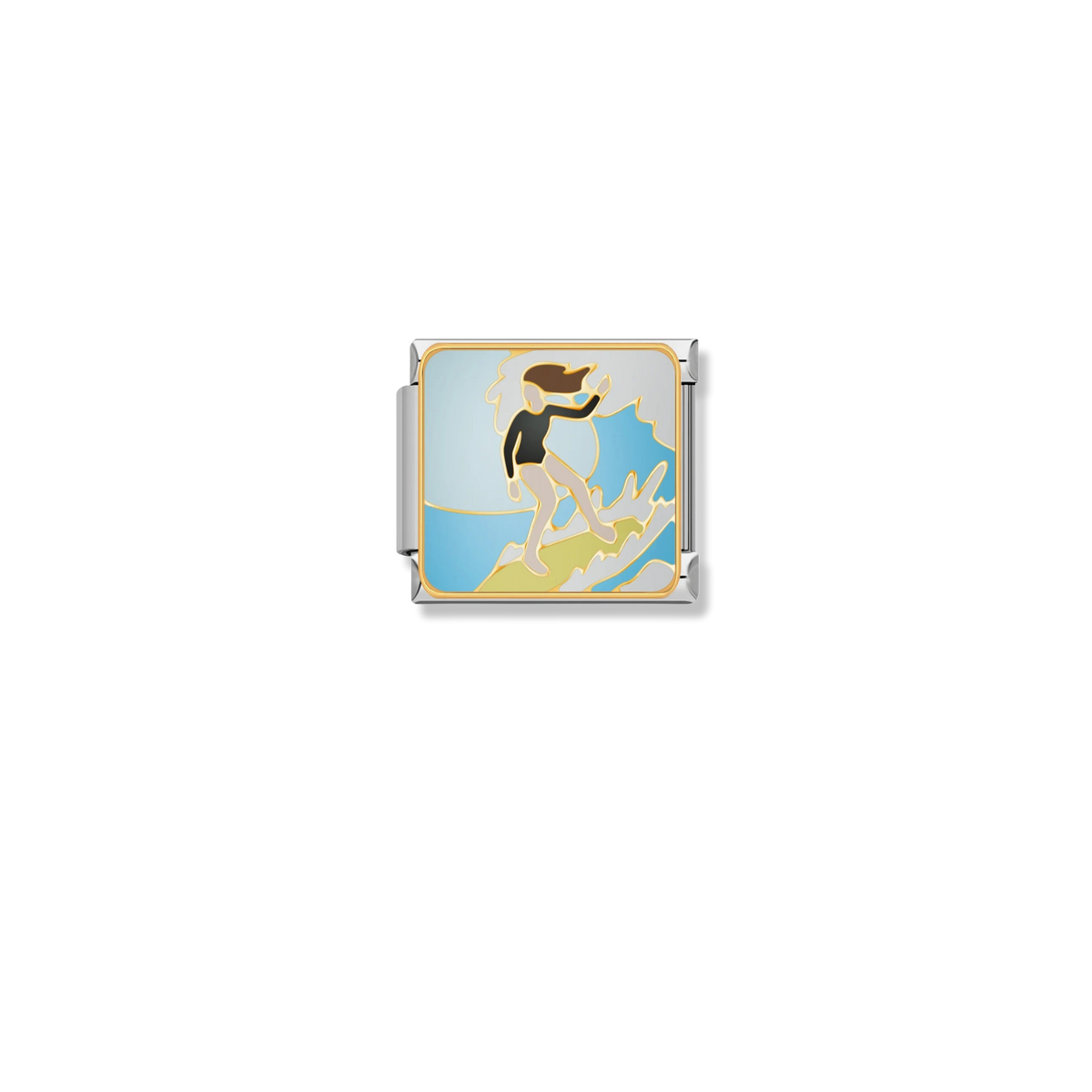 Surfing Wave Girl - Silver Charm