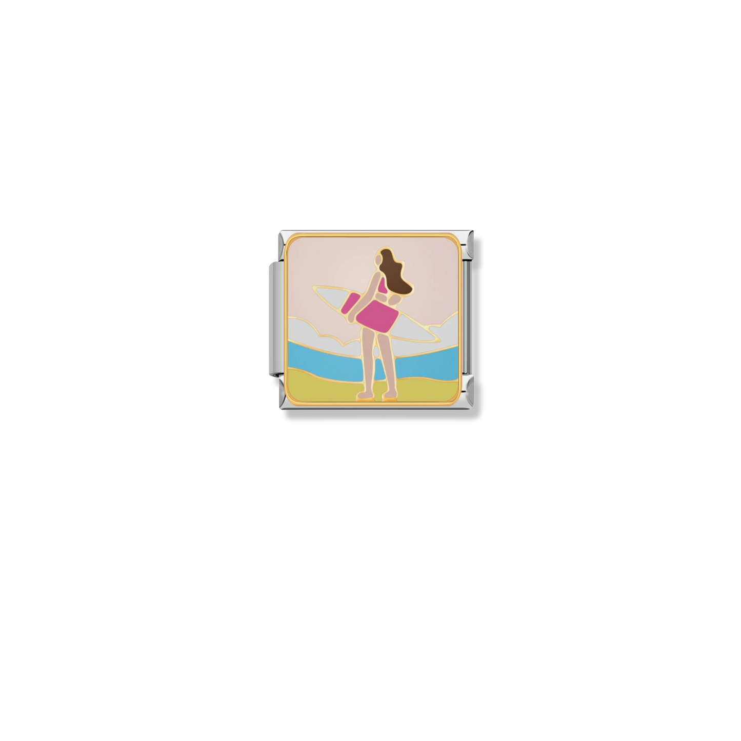 Beach Surfboard Girl - Silver Charm