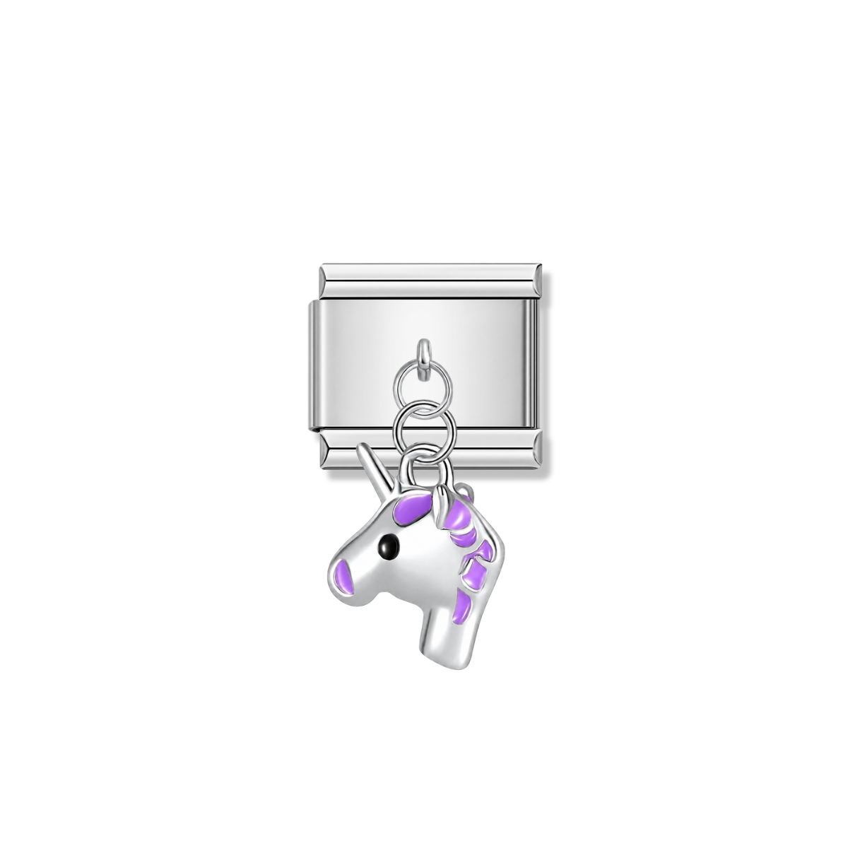 Purple Maned Unicorn Head – silver Italian pendant charm by Italycharm