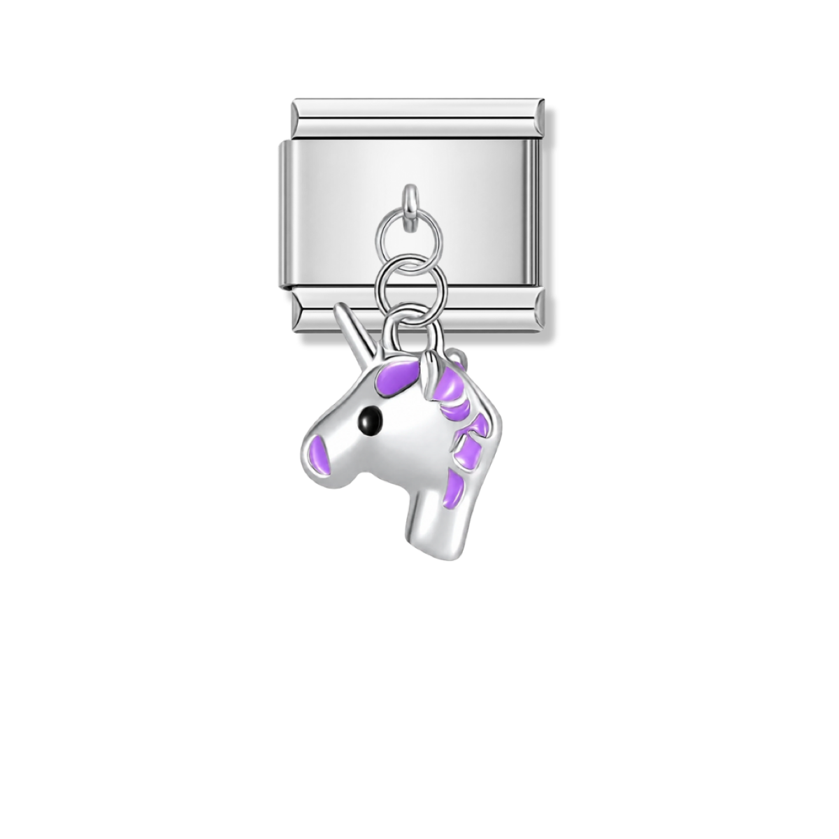 Purple Maned Unicorn Head – silver Italian pendant charm by Italycharm