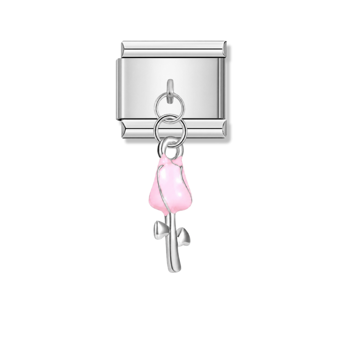 Soft Pink Tulip Flower Charm – silver Italian pendant charm by Italycharm