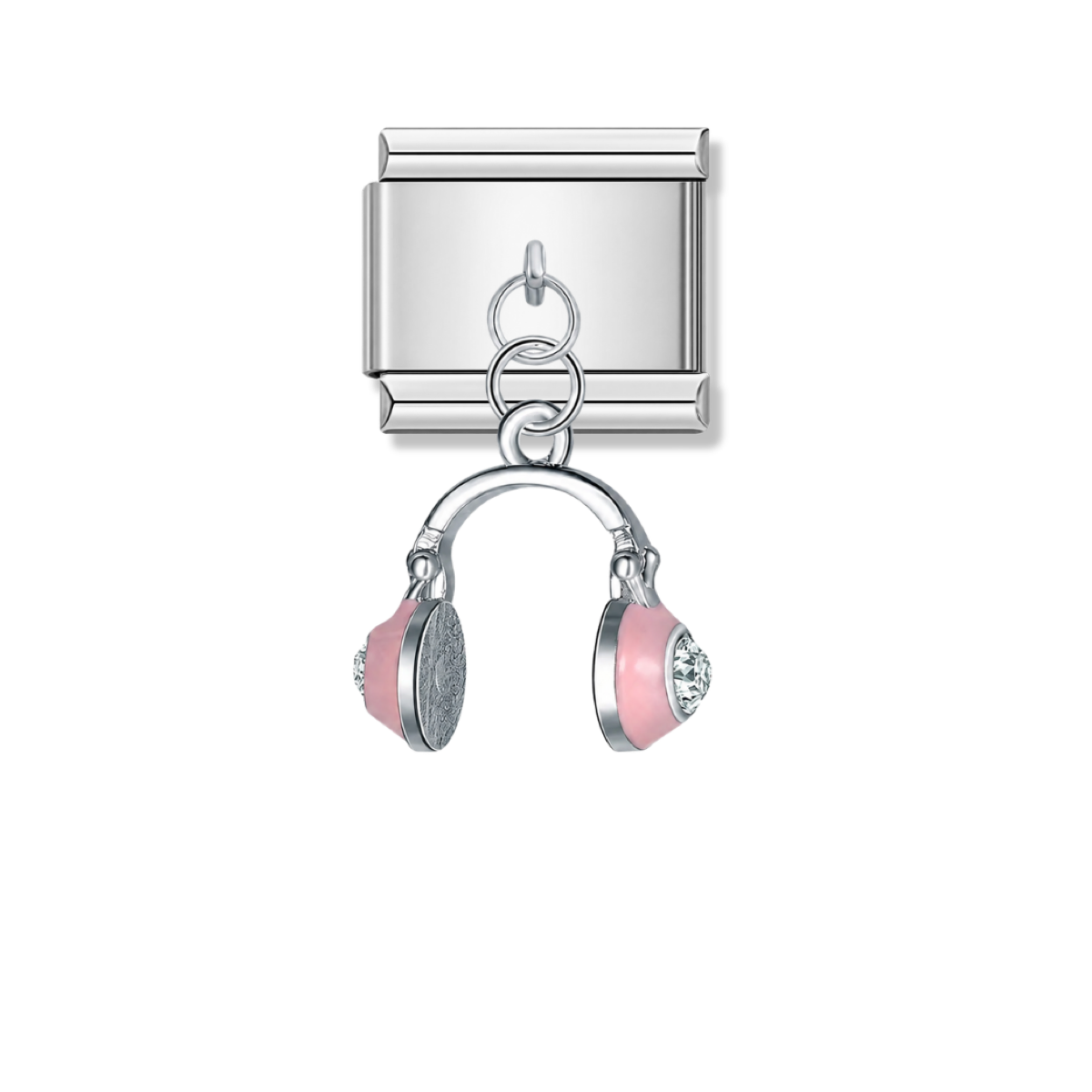 Trendy Pink Headphones – silver Italian pendant charm by Italycharm