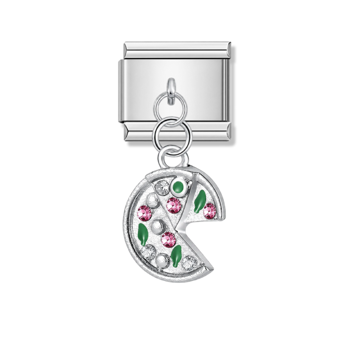Pizza Slice Missing a Piece – silver Italian pendant charm by Italycharm