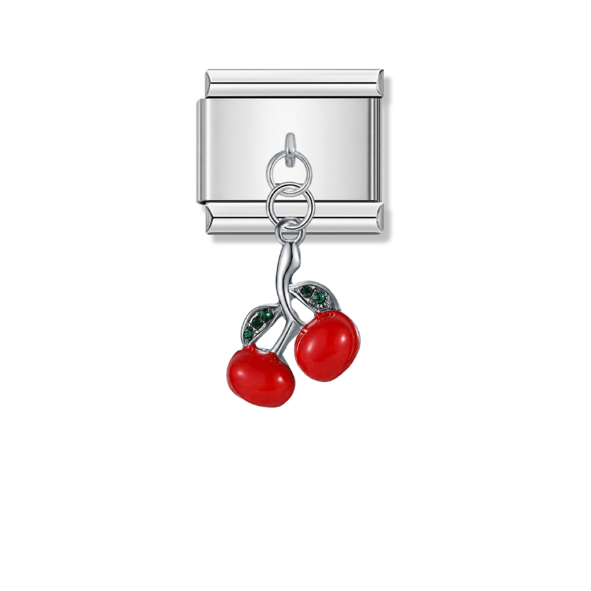 Cherries with Love – silver Italian pendant charm by Italycharm