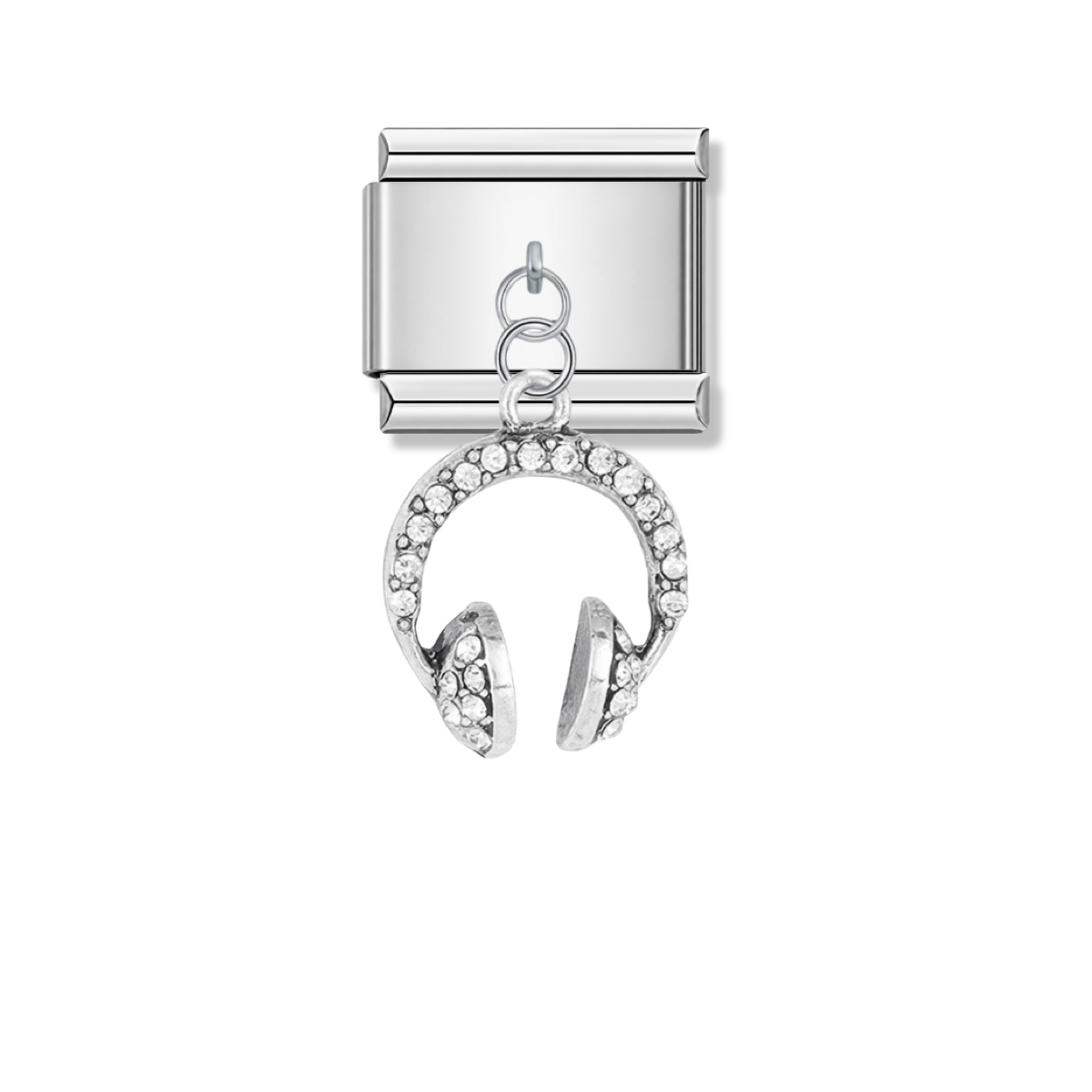 Stylish Headphones – silver Italian pendant charm by Italycharm